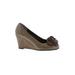 Aerosoles Heels: Slip-on Wedge Feminine Brown Solid Shoes - Women's Size 6 - Round Toe