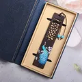 Marque-page paon peint en bois style chinois pendentif paon bleu pince-livre étudiant cadeau