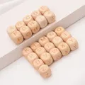 Perles d'alphabet en bois carrées 50 pièces 12mm A-Z anglais nom personnalisé perles de lettre