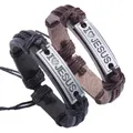 Kirykle-Bracelet en cuir vintage pour homme et femme marron noir bracelet de foi religieuse "I