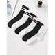 Chaussettes à Motif Rayé pour Femme Couleur Unie Noir et Blanc à la Mode Tube Doux Confortables