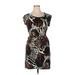 MSK Casual Dress - Sheath Scoop Neck Short sleeves: Brown Zebra Print Dresses - Women's Size 16