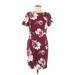 White House Black Market Casual Dress - Sheath High Neck Short sleeves: Burgundy Print Dresses - Women's Size 10