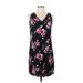 Old Navy Casual Dress - Shift V-Neck Sleeveless: Black Floral Dresses - Women's Size Small Petite