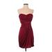 Express Cocktail Dress - Mini Sweetheart Sleeveless: Burgundy Print Dresses - Women's Size X-Small