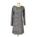 Athleta Casual Dress - Shift Scoop Neck Long sleeves: Gray Color Block Dresses - Women's Size Large
