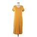 Jessica Simpson Casual Dress - Midi Scoop Neck Short sleeves: Yellow Solid Dresses - Women's Size Medium