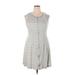 Mossimo Casual Dress - Mini Crew Neck Sleeveless: Gray Print Dresses - Women's Size 2X-Large