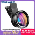 Kit obiettivo telefono 2 IN 1 37mm 0.45x 49uv Super grandangolo + 12.5x Super Macro Lens Universal HD Clip Camera Lens per iPhone Android