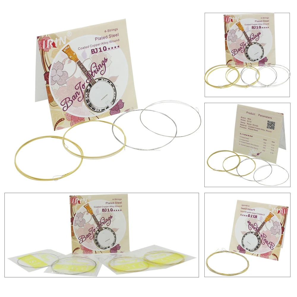 IRIN Banjo String Set Edelstahl beschichtete Kupferlegierung Wundsaite Banjo Ersatzteile Zubehör für Saiteninstrumente Image