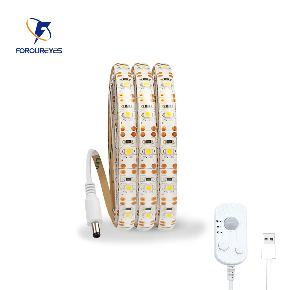 USB-LED-Lichtleiste, 5 V, 2835 SMD, 60 LEDs/m, dimmbar, PIR-Bewegungssensor, USB-Nachtlicht, Ded, Schrank, Treppe, Küche, Kleiderschrank, Beleuchtung