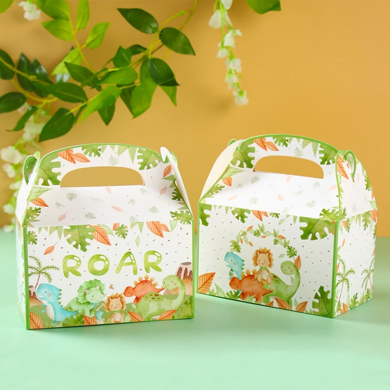 Cartoon Dinosaurier Papier Geschenk beutel Süßigkeiten Kekse Verpackung Tasche Kinder Dschungel Tier Geburtstags feier Dekorationen Baby party Keks Image