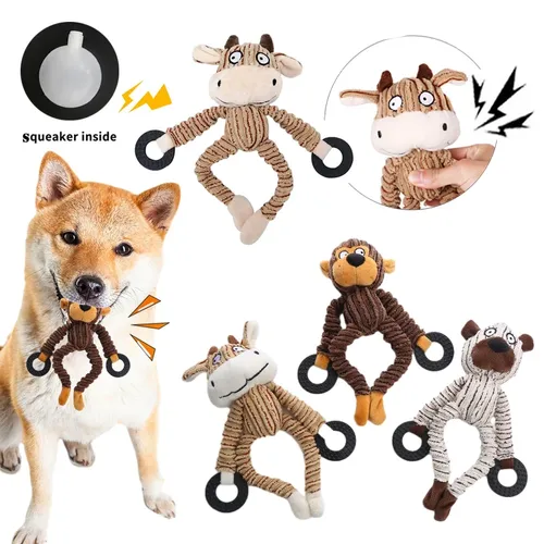 Spaß Haustier Spielzeug Affen form Cord Kau spielzeug für Hunde Welpen Quietscher Quietschen Plüsch