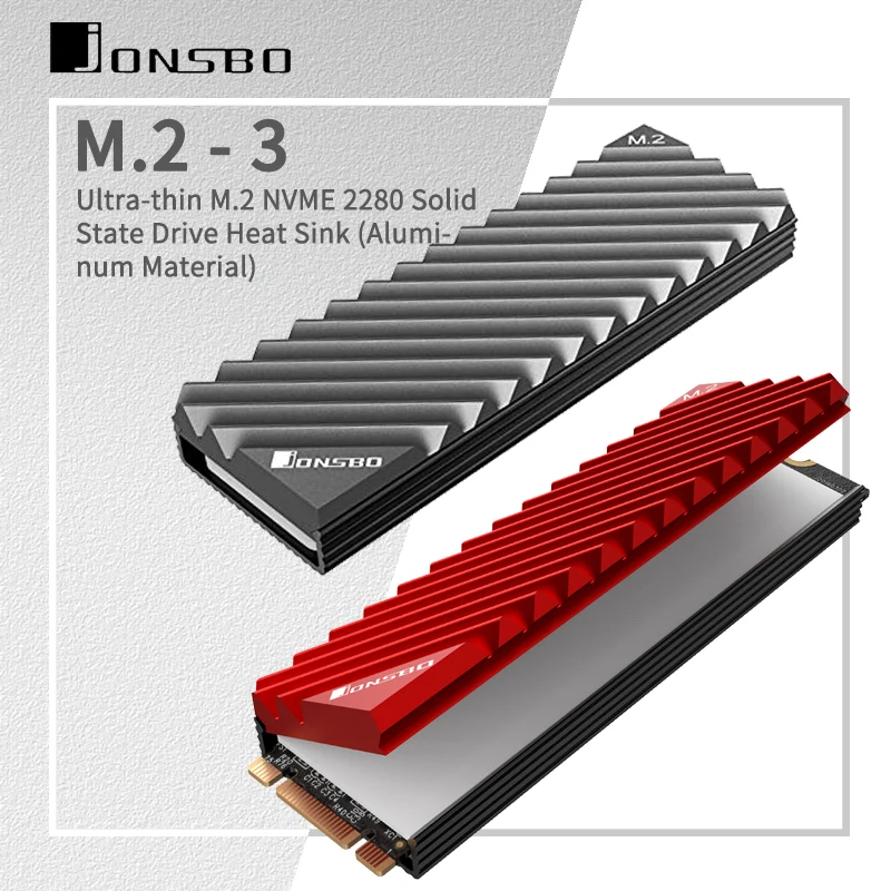 JONSBO M.2 SSD NVMe Kühlkörper 2280, Solid-State-Festplatte, Aluminium-Kühlkörper mit Wärmeleitpad, PC-Zubehör Image