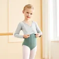 Ragazze danza top cotone balletto scollo a V gilet manica lunga bambini classica danza classica top