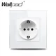 Presa elettrica standard UE Wallpad 16A 86 prese di corrente a muro con pannello in cristallo bianco
