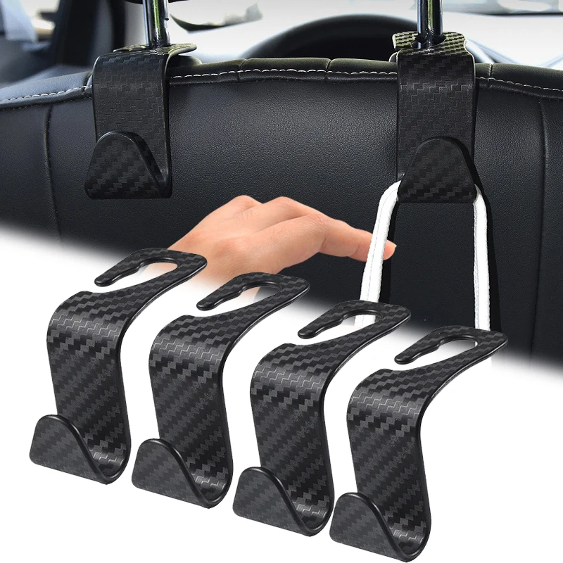 4 pezzi gancio in fibra di carbonio gancio per poggiatesta seggiolino auto sedile posteriore organizzatore gancio borsa vestiti staffa accessori interni auto