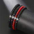 Herren Armband Paare Abstand schwarz rot Natur Lava Stein Perlen Yoga Armbänder für Frauen