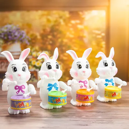 Lustige Aufzieh spielzeug Uhrwerk Cartoon Kaninchen trommeln Kinderspiel zeug lernen Lernspiel zeug