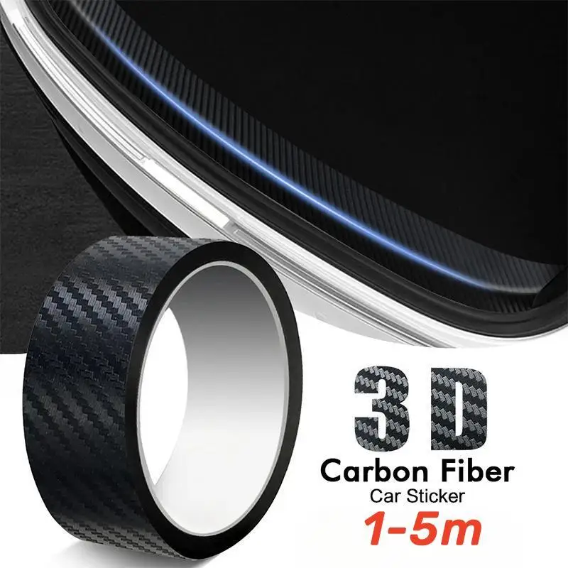 3D Kohle faser Auto Aufkleber DIY Paste Schutzst reifen Auto Türschwelle Seitens piegel Anti Scratch Tape wasserdichte Schutz folie Image