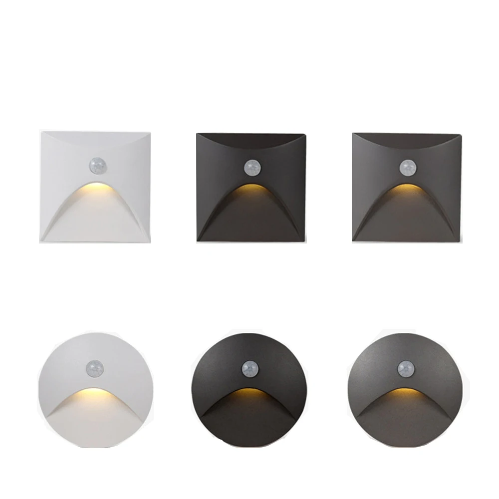LED-Einbauleuchte mit PIR-Bewegungsmelder, Treppenhaus und Wegeleuchte, 100–240 V, 3 W, wasserdicht, Stufenkorridor, Zaun, Zaun, Leiter, Nachtlicht