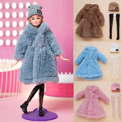 1 Set Mode 30cm Puppe Plüsch Mantel Freizeit kleidung Puppe Winter mützen Socken Mantel Tops für 1/6