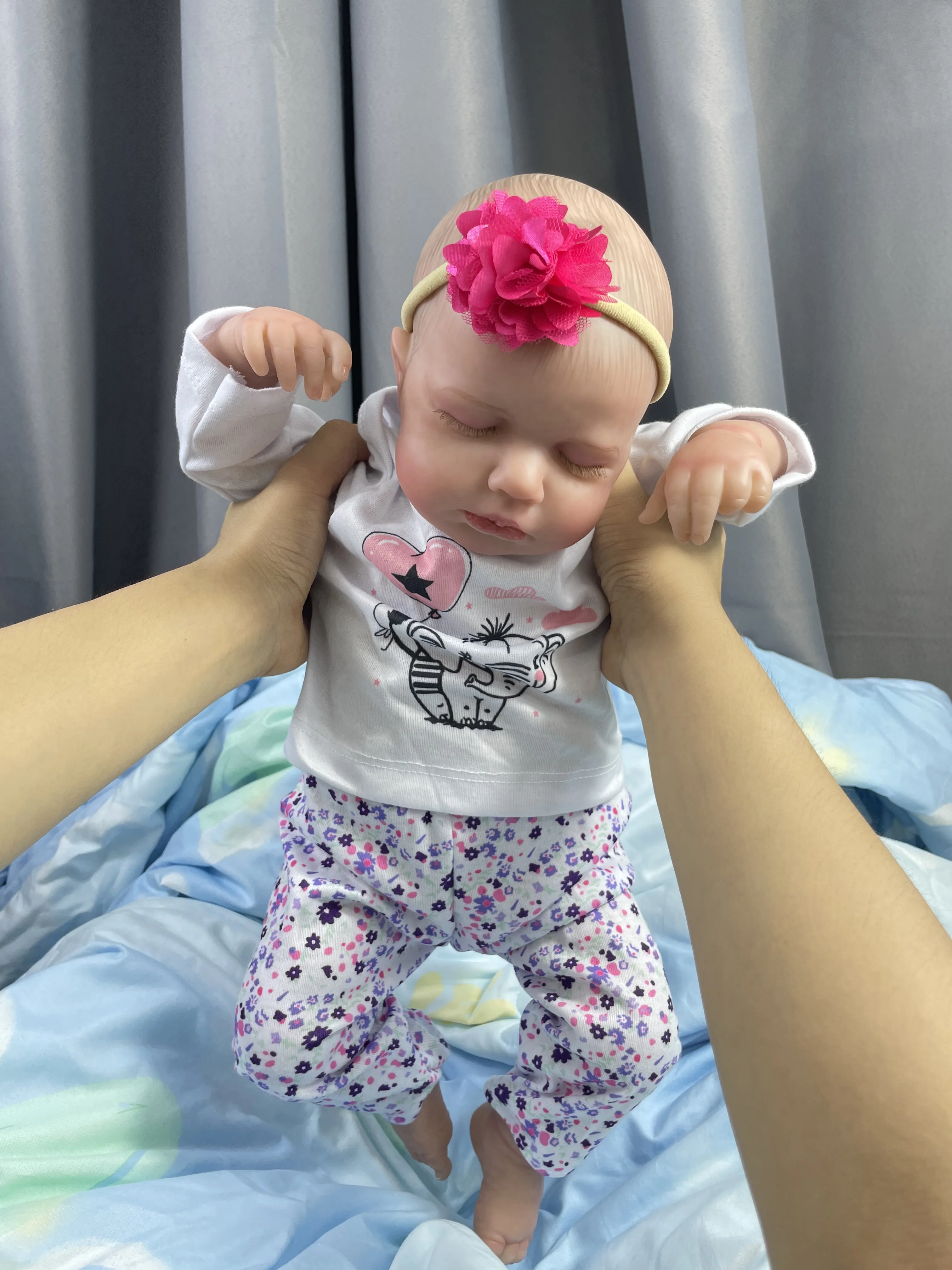 50CM Fertig Reborn Baby Puppen LouLou Schlafendes Mädchen Lebensechte Silikon Vinyl Neugeborenen 3D Haut Sichtbare Adern DIY Spielzeug für Mädchen