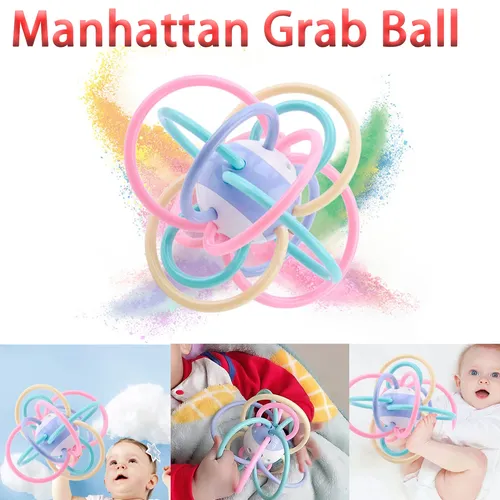 Baby Manhattan Grab Ball sensorische Beißring und Rassel Spielzeug Säuglings bett Rassel Ball 0-3
