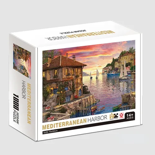 70*50cm Erwachsenen Puzzle 1000 Stück Papier Puzzle Mittelmeer Hafen II berühmte Mal serie Lernen