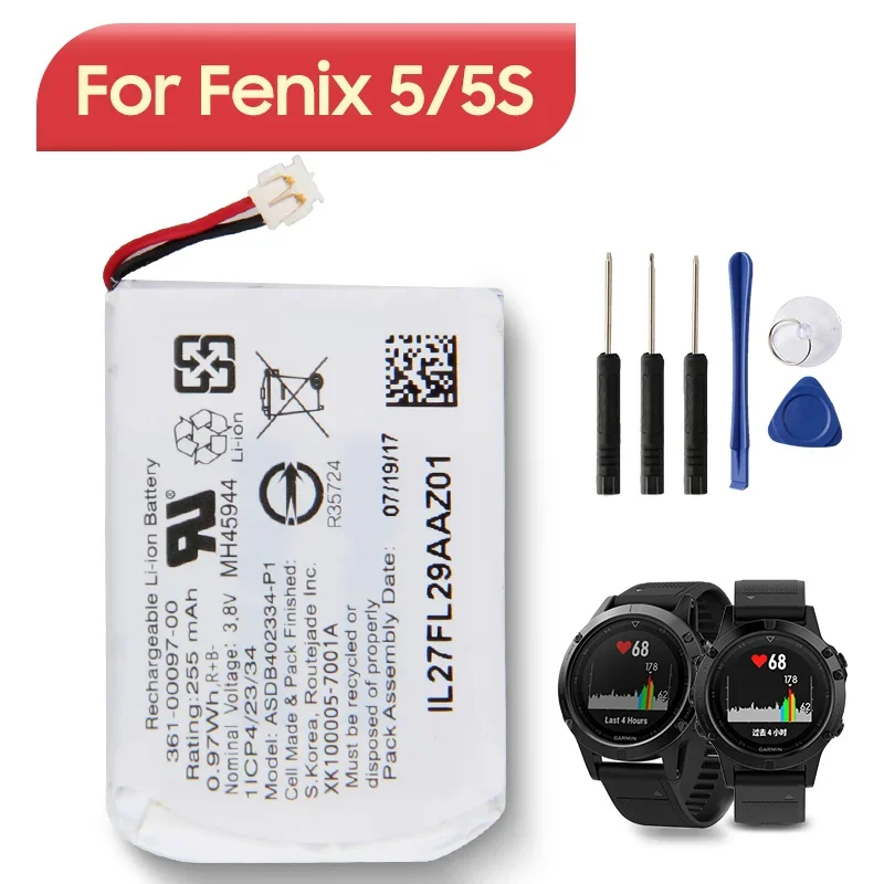 NEUER Ersatz-Uhrenbatterie 361-00097-00 361-00096-00 361-00098-00 für Garmin Fenix 5 6 Fenix 5S Fenix 5X Uhrenbatterie Image