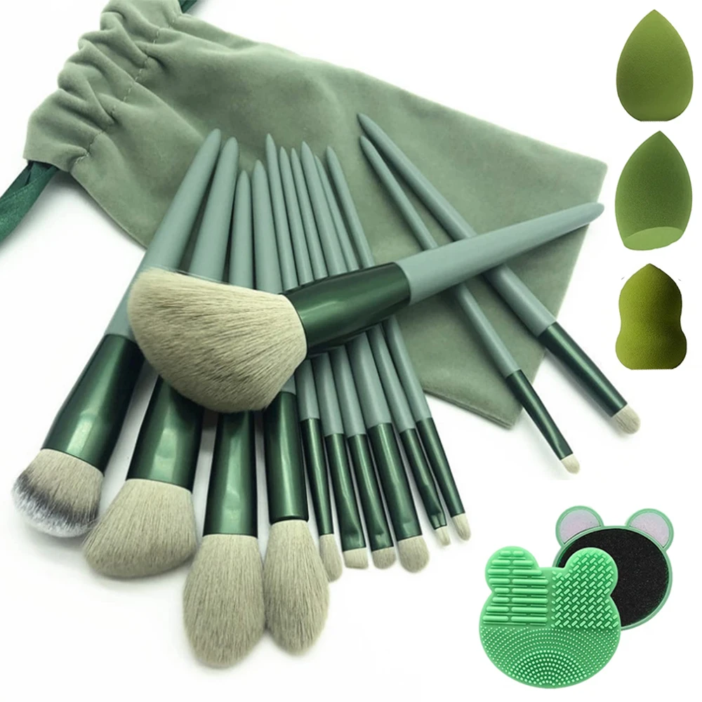 13 stücke Make-Up Pinsel Pinsel Set Kosmetik Make-Up Schwamm Make-Up Pinsel Reinigung Box Schönheit Werkzeug Lidschatten Erröten Professionelle Pinsel