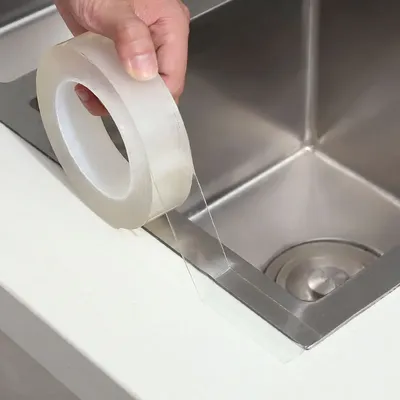 Wasserdichter, selbstklebender, transparenter Nano-Klebebandrand für Badezimmer, Küche, Waschbecken, Lücke, Toilette, Ecklinie, Dichtungsstreifen, Aufkleberband Image