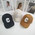 Big C Letter Cord Baseball Cap für Männer Frauen Herbst Winter verstellbare Pferdes chwanz Sport hut