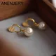 Anenjer simulierte Perle Scheibe Clip auf Ohrring für Frauen Mädchen gefälschte Piercing Gold Farbe