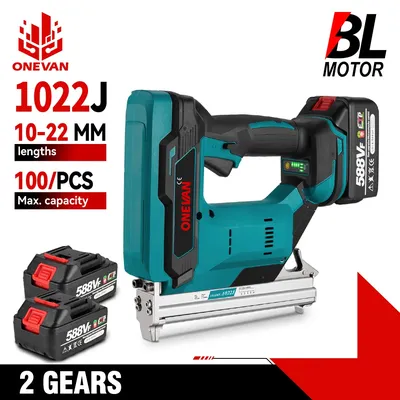 ONEVAN Bürstenlose elektrische Nagelpistole 1022J Akku-Hefter Framing Nailer Tacker Möbel Elektrowerkzeug für Makita 18V Batterie Pin