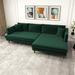 Damon Mid Century Modern Style Living Room Velvet Corner Sectional Sofa in Dark Green