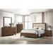 Linette 5 Piece Brown Contemporary Solid Wood And Veneers Fabric Panel Upholstered Bedroom Set