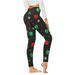 Womens Yoga Pants Christmas Graphic Print Gradient Color Slim Leg High Elastic Waist Trousers Fashion Gym Sport Pants(Black XXL)