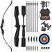 SHARROW Archery Takedown Recurve Bow and Arrow Set Left/Right Hand Longbow Kit Beginner Outdoor Hunting Shooting Practice 30lb 40lb