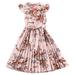 Girl S Dress Casual Scoop Flower Print Neck Sleeveless Flowy Print Plain Sun Pleated Dress