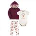 Hudson Baby Infant and Toddler Girl Cotton Hoodie Bodysuit or Tee Top and Pant Set Fall Floral Baby 9-12 Months
