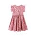 mveomtd Girls Toddler Kids Crew Neck Summer Sleeveless Sundress Casual Beach Floral Prints Party Dress Flag Dress Lace Panel Dress