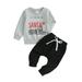 Toddler Baby Boy Christmas Outfits Long Sleeve Shirts Santa Sweatshirt Pants Set 2Pcs Outfits