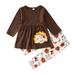 Wilucolt Girls Outfits Set Toddler Kids Boys Girls Outfit Thanksgiving Prints Long Sleeves Tops Pants 2pcs Set Outfits