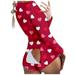 Shldybc Women s Sexy Butt Button Back Flap Jumpsuit V Neck Shorts Long Sleeve Romper Bodycon Pajamas Onesies - Fall/Winter Clearance