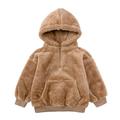 AherBiu Unisex Baby Fleece Sweatshirt Half Zip up Hooded Thermal Warm Pullover Tops with Pocket