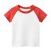 Fimkaul Boys Tops T Shirts Girls Color Block Short Sleeve Crewneck Tee Clothes For Children T-shirts Baby Clothes Red