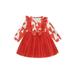 Thaisu Toddler Baby Girls Sweet Princess Dress Long Sleeve Christmas Tree Print A-line Tulle Dress