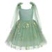 IBTOM CASTLE Princess Floal Lace Tulle Backless Wedding Flower Girl Dress Junior Bridesmaid Pageant Communion Dance Maxi Gown 18-24 Months Green