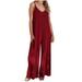 AherBiu Womens Ribbed Jumpsuit V Neck Spaghetti Strap Sleeveless Wide Leg Jumpsuits for Women Rompers Overalls